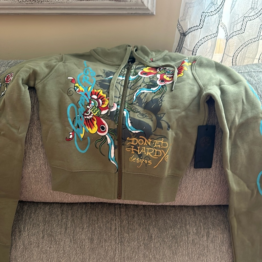 Women’s Ed Hardy sweat jacket green size medium